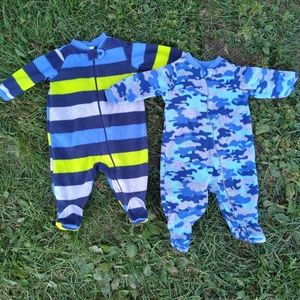 2 Garanimals Boys' Footed Pajamas, Size 0-3M
